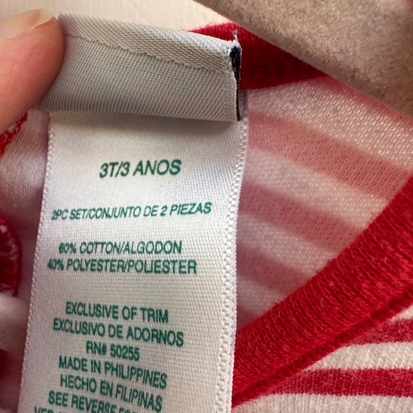 Okie Dokie 3T Red and White Striped Blouse with Ruffle Sleeves and Rose - Picture 6 of 7